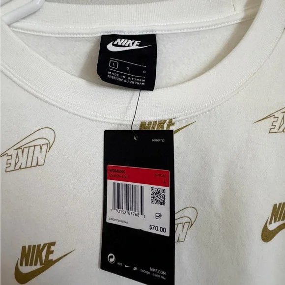 Nike White and Gold Women's Crewneck Sweatshirt - Picture 3 of 4
